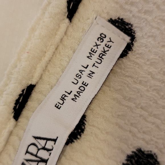 Zara Polka Dot Black & White Keyhole Crop Blouse Size L - Picture 7 of 10